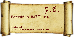 Forrás Bálint névjegykártya